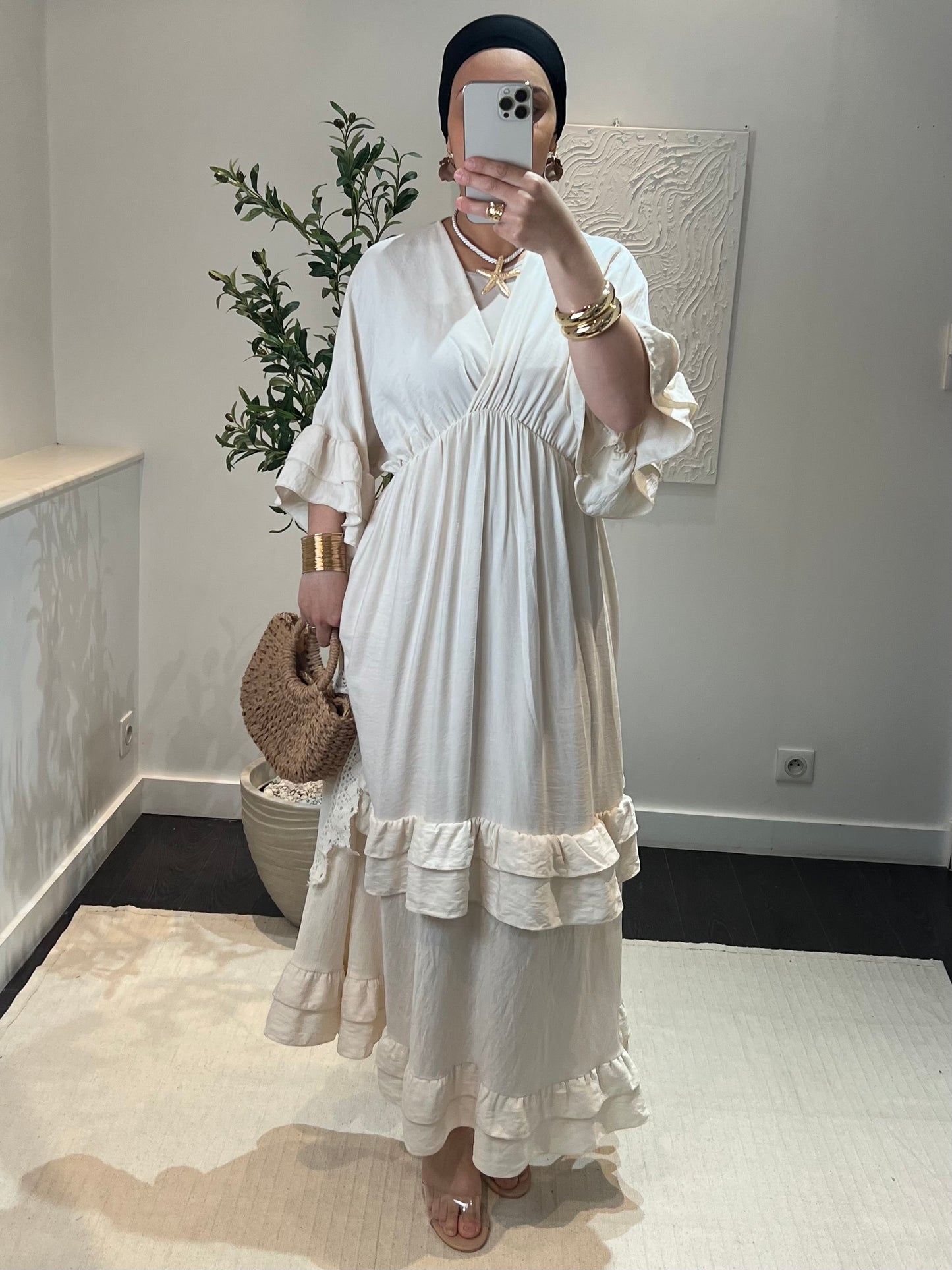 Robe longue manches bouffantes