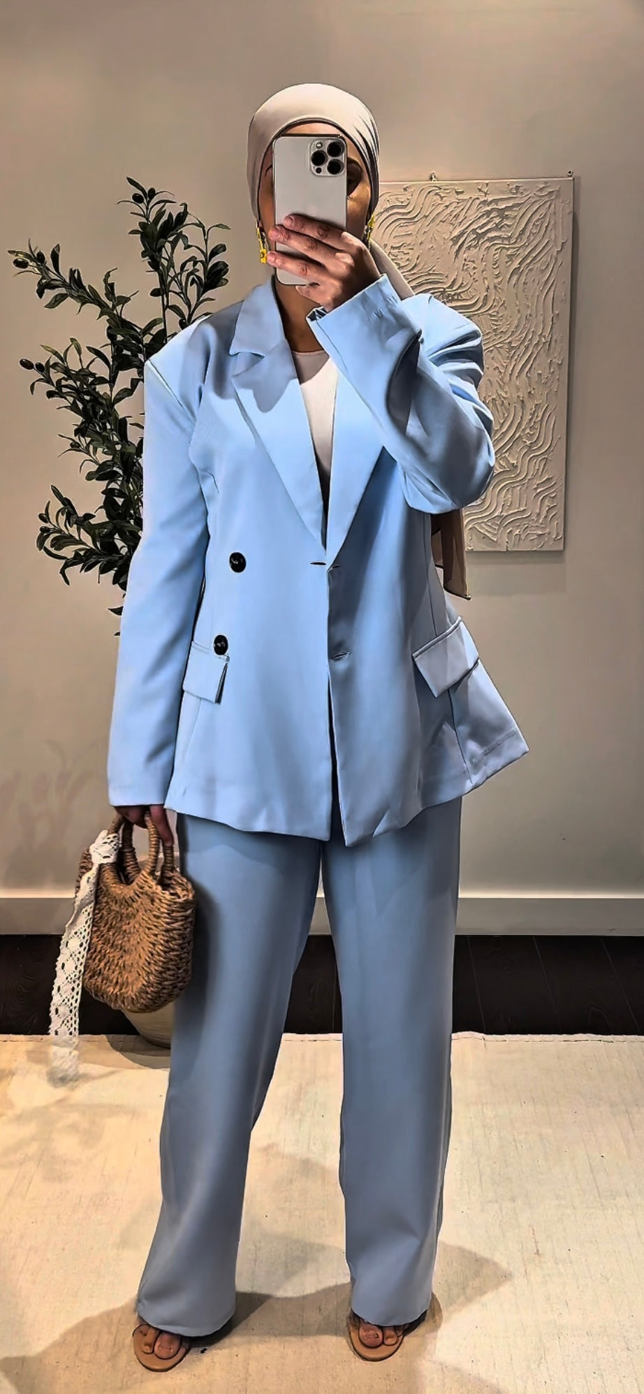 Ensemble blazer ceintrée | bleu