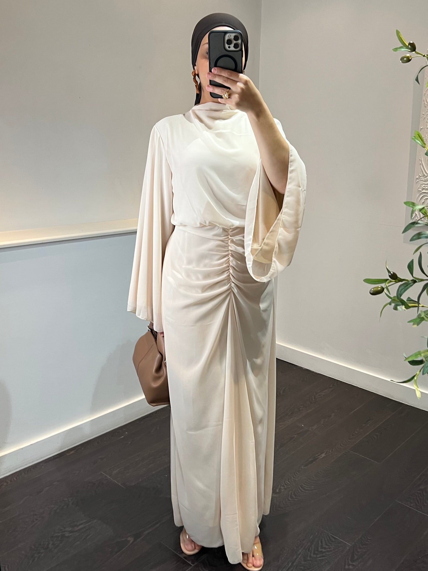 Robe en mousseline doublée LUNA | Blanc écru