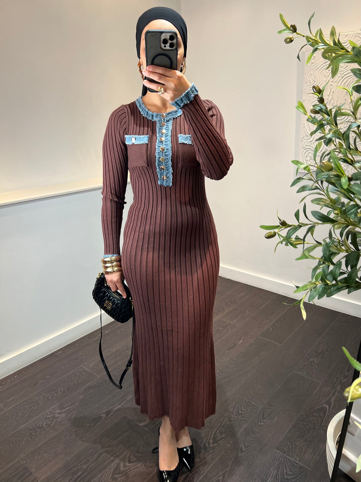 Robe moulante à manche | SANDRA