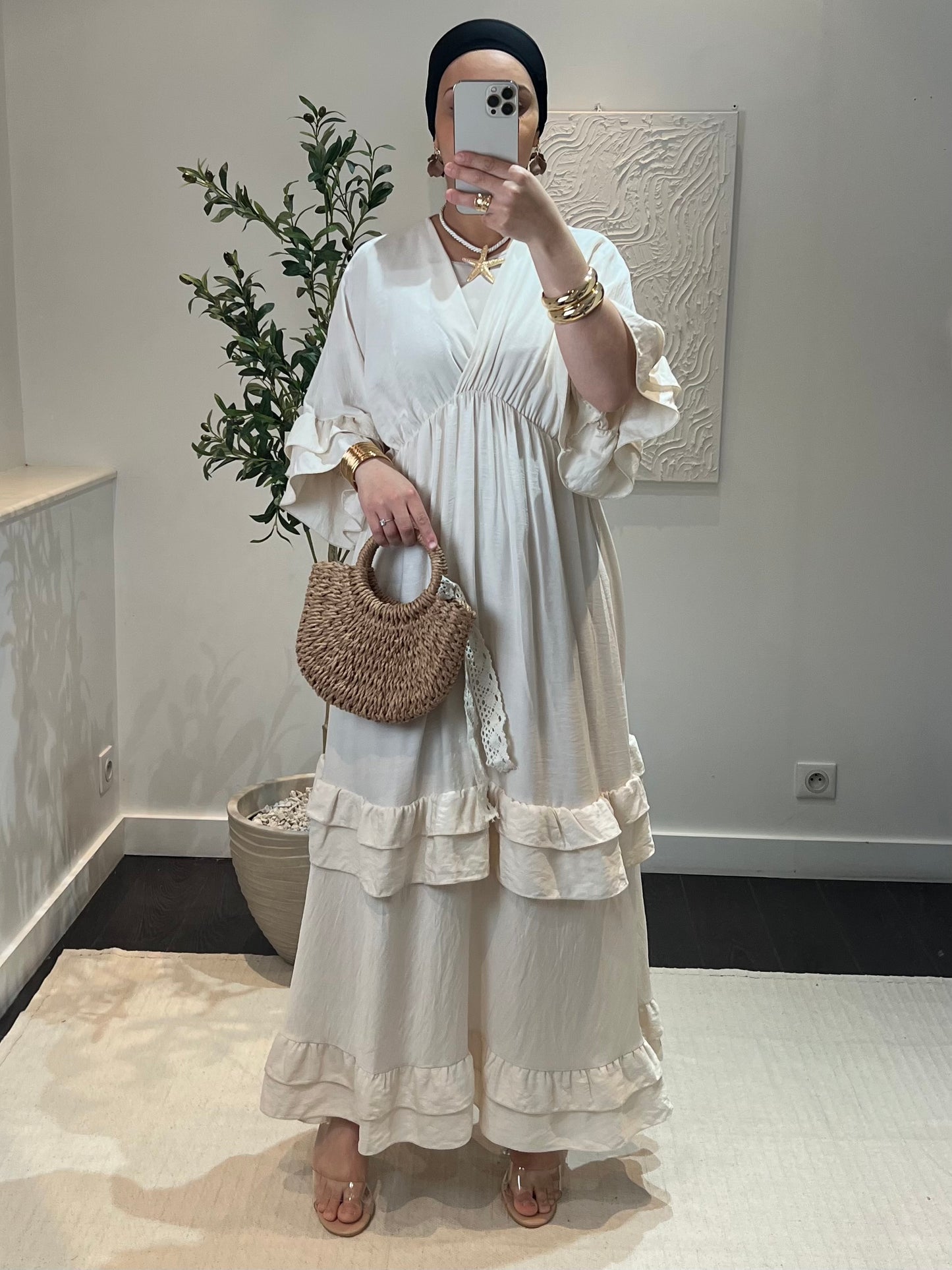 Robe longue manches bouffantes