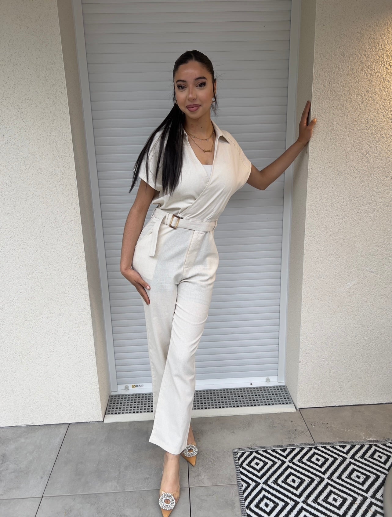 Linen jumpsuit | ecru white