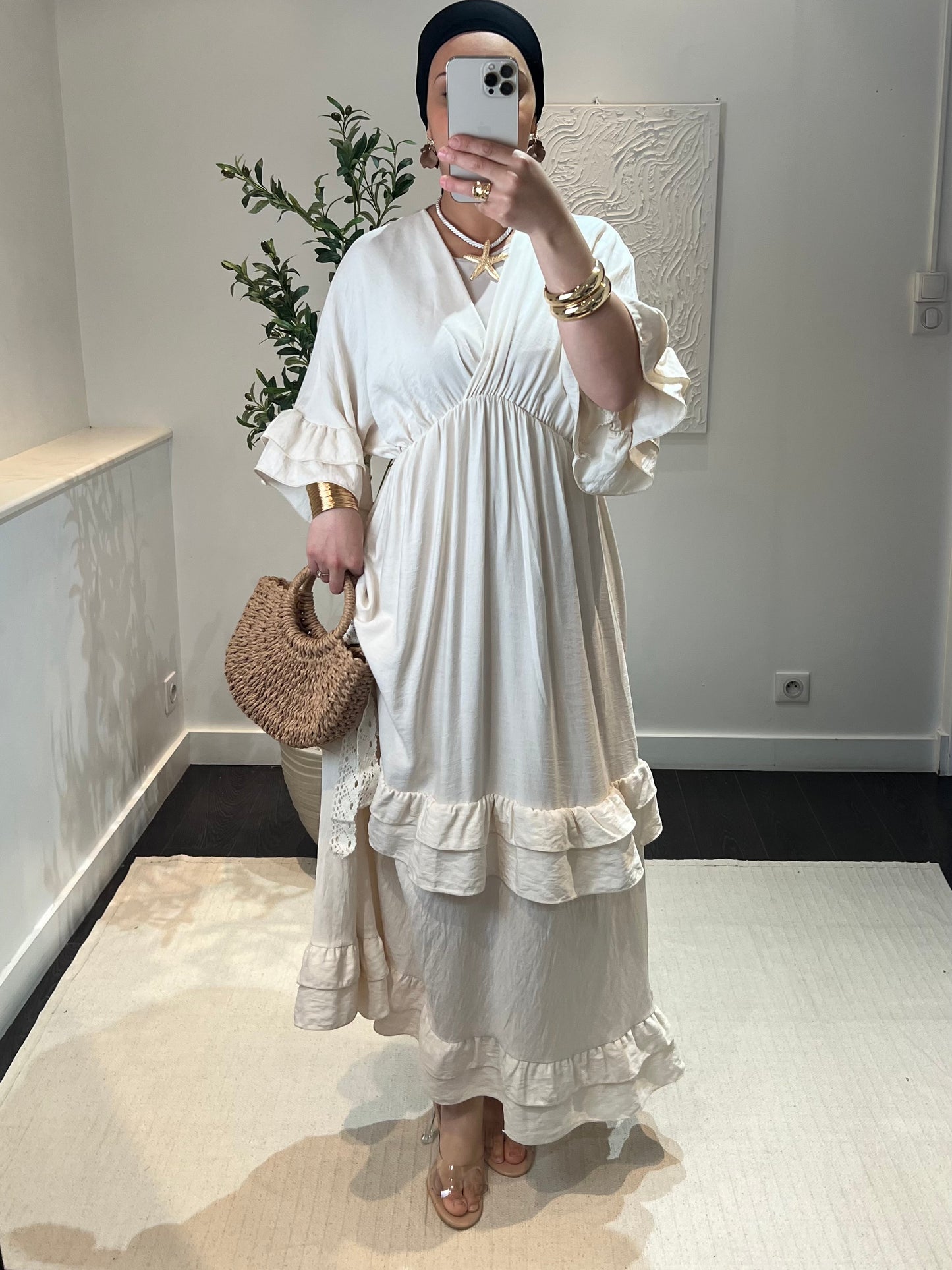 Robe longue manches bouffantes