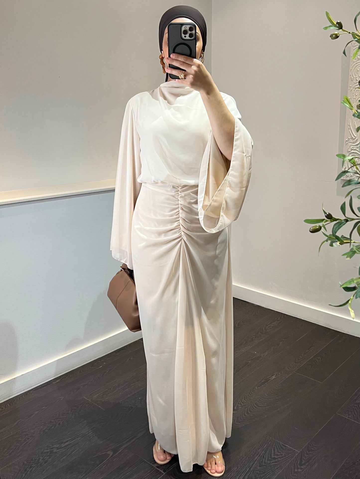 Robe en mousseline doublée LUNA | Blanc écru