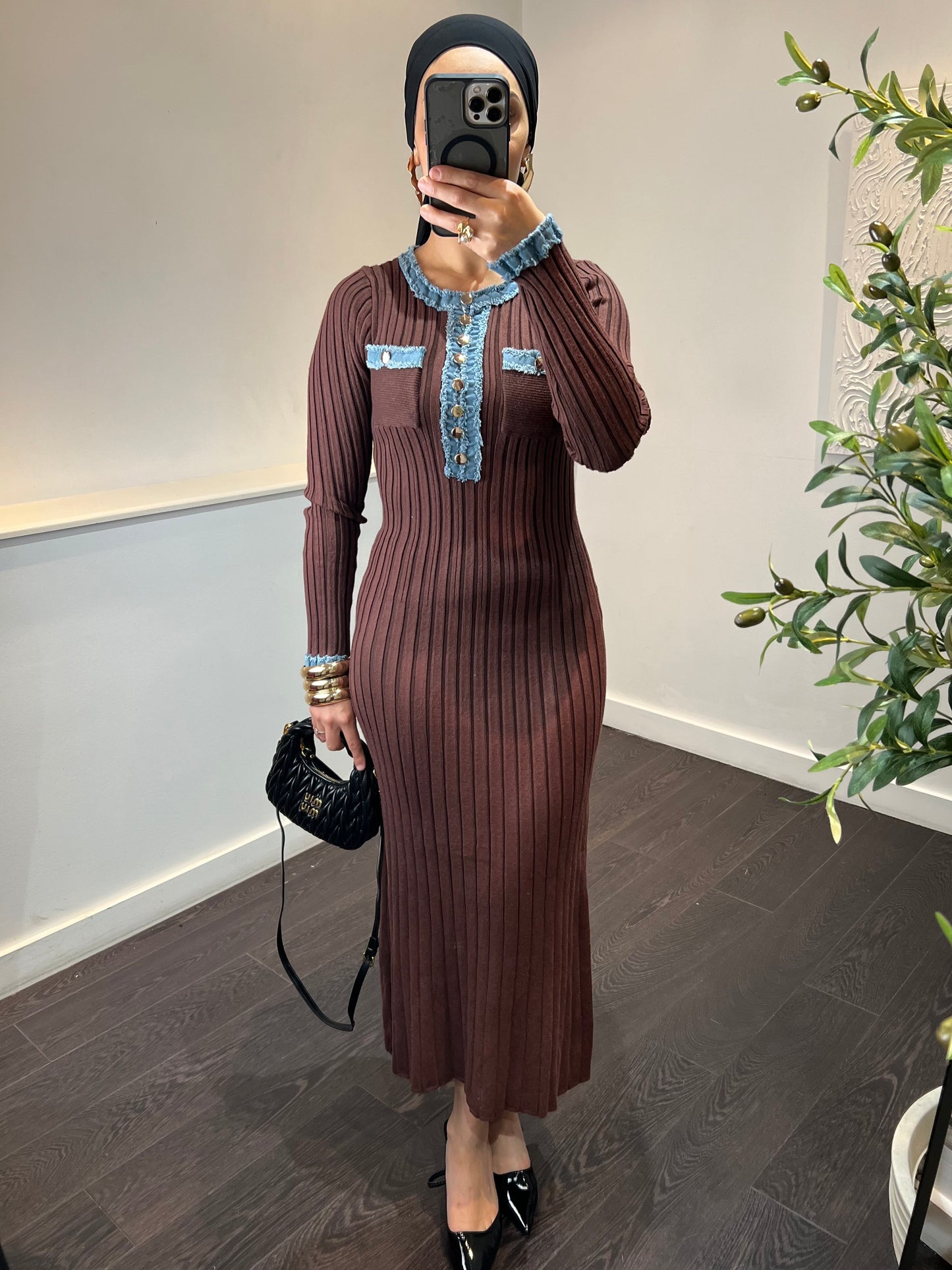 Robe moulante à manche | SANDRA