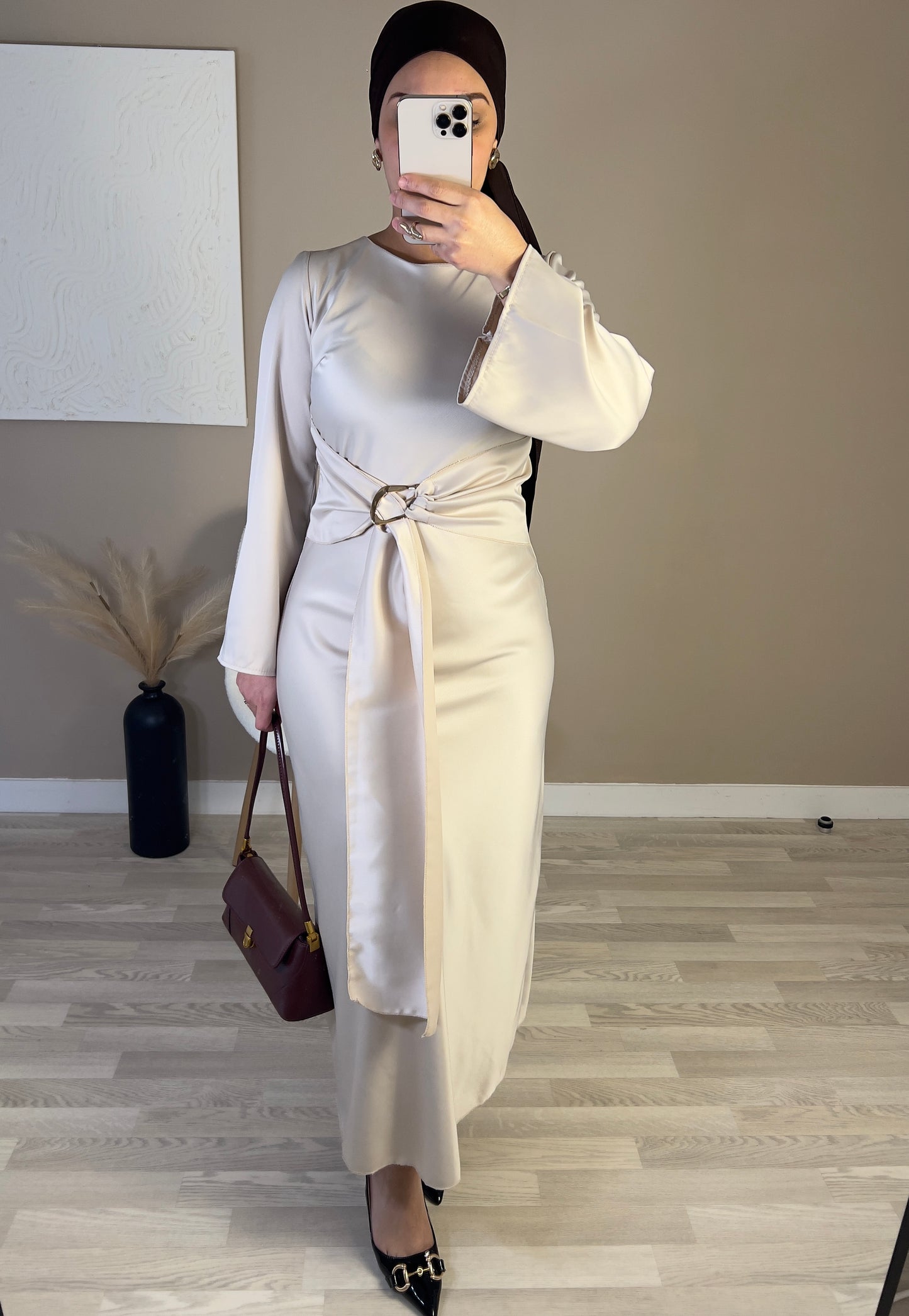 Robe satinée PREMIUM QUALITÉ | beige