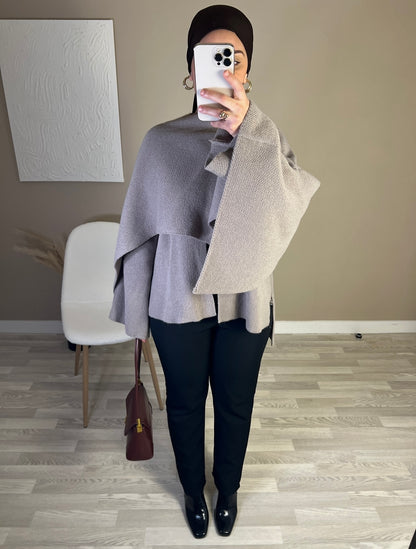 Veste cape laine | taupe