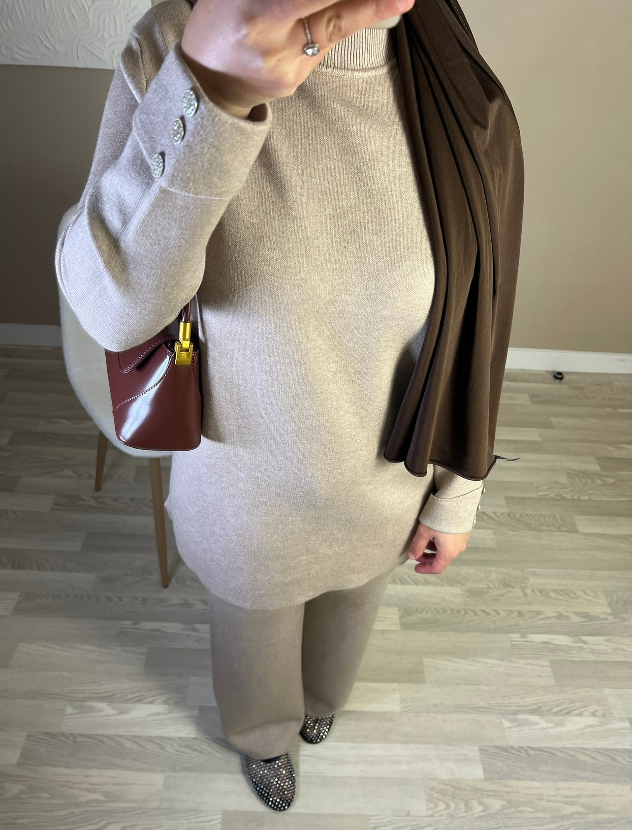 Ensemble en maille douce PREMIUM QUALITÉ | taupe