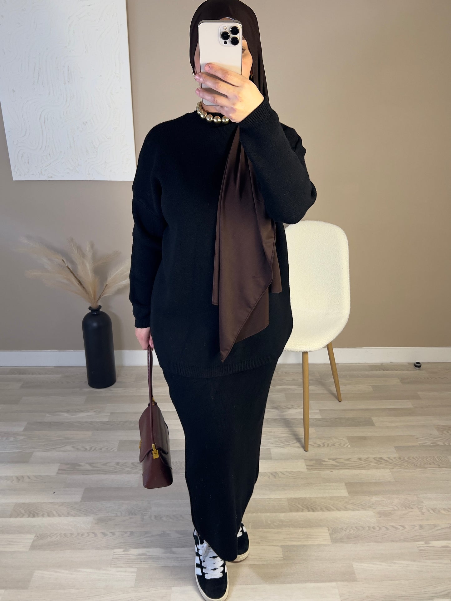 Ensemble jupe en laine chaud | Noir