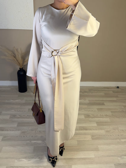 Robe satinée PREMIUM QUALITÉ | beige