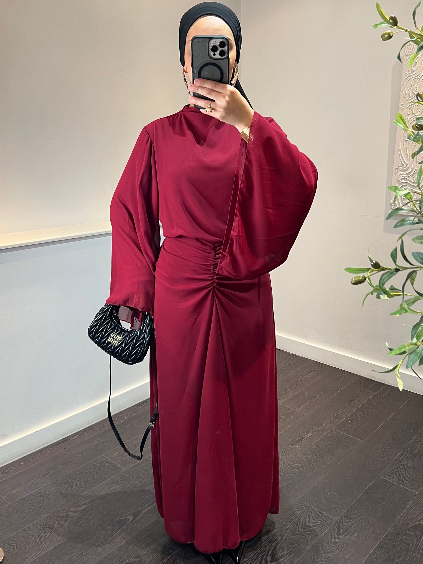 Robe en mousseline doublée MILA | Burgundy