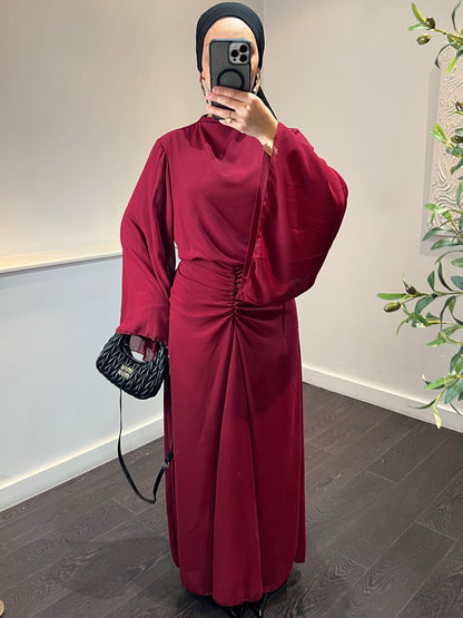 Robe en mousseline doublée MILA | Burgundy