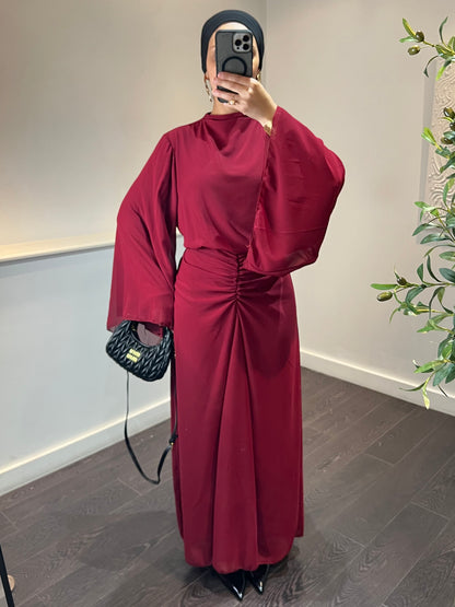 Robe en mousseline doublée MILA | Burgundy