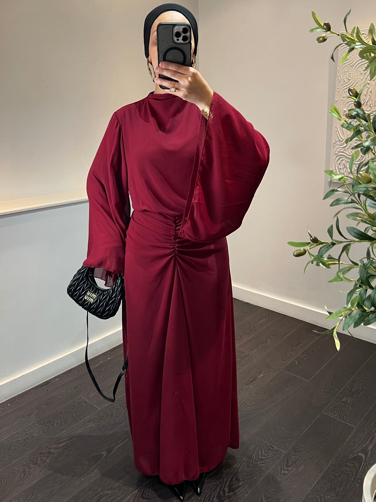 Robe en mousseline doublée MILA | Burgundy