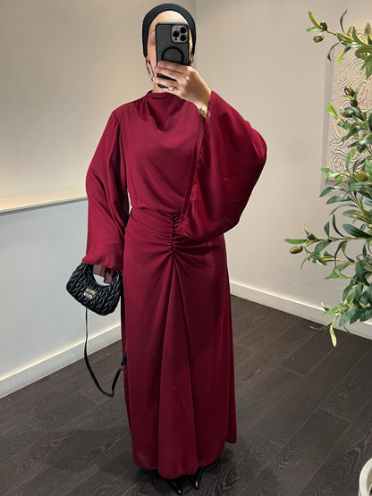 Robe en mousseline doublée MILA | Burgundy