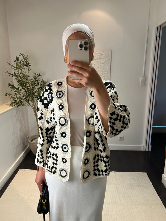 Cardigan crochet LAYA | Noir