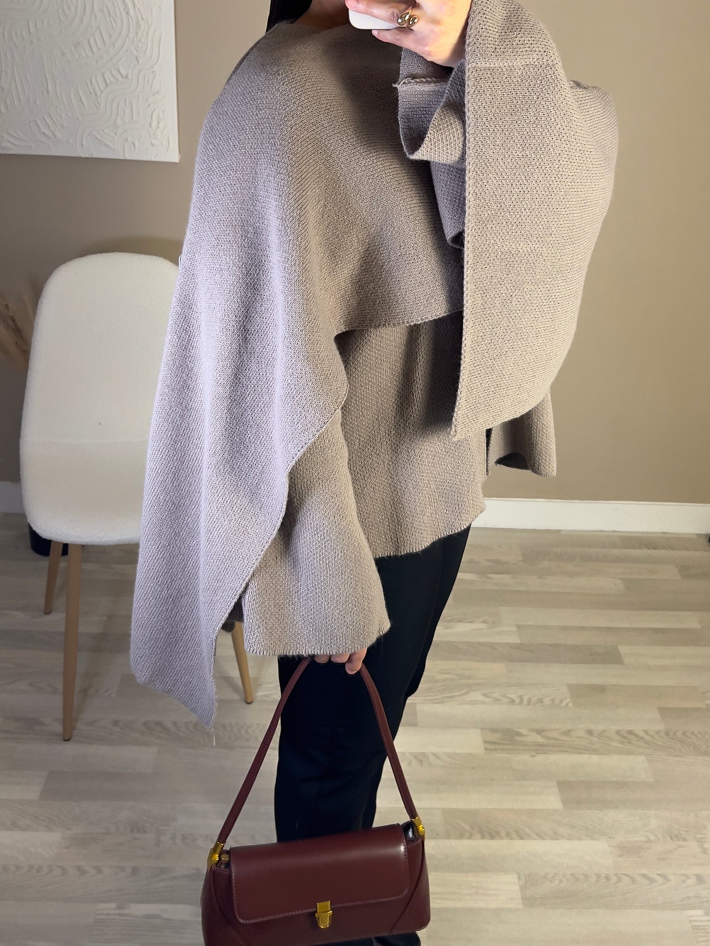 Veste cape laine | taupe