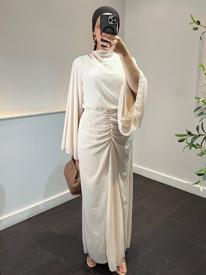 Robe en mousseline doublée LUNA | Blanc écru