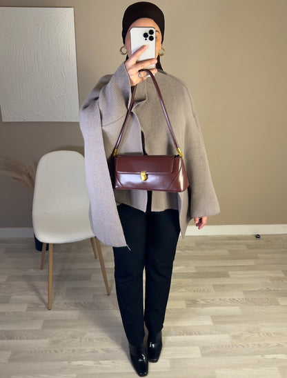 Veste cape laine | taupe