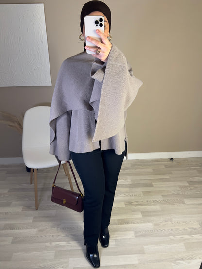 Veste cape laine | taupe