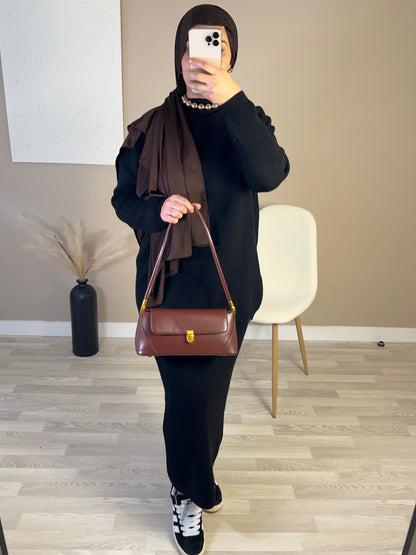 Ensemble jupe en laine chaud | Noir