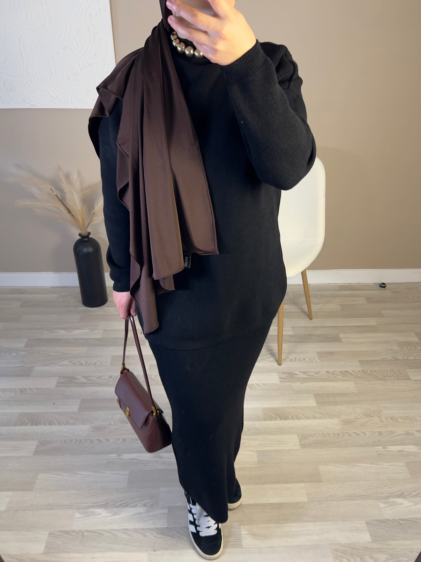 Ensemble jupe en laine chaud | Noir