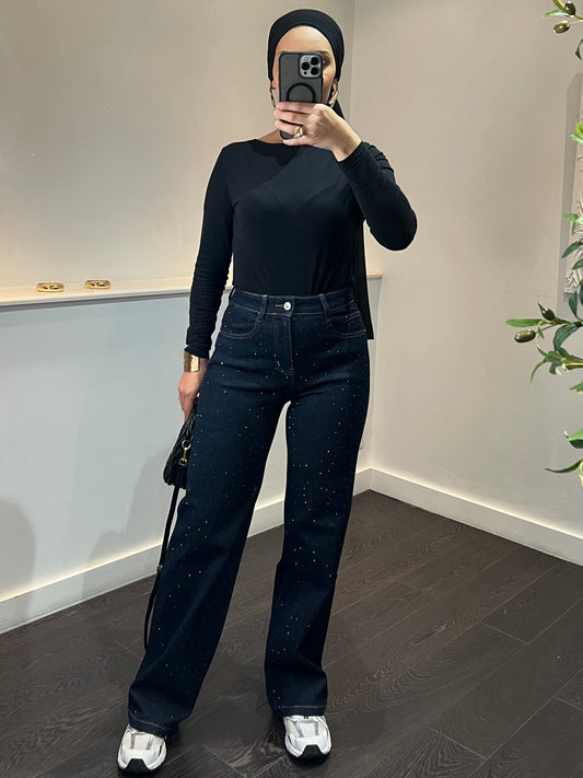 Jeans à strass | Bleu Brut