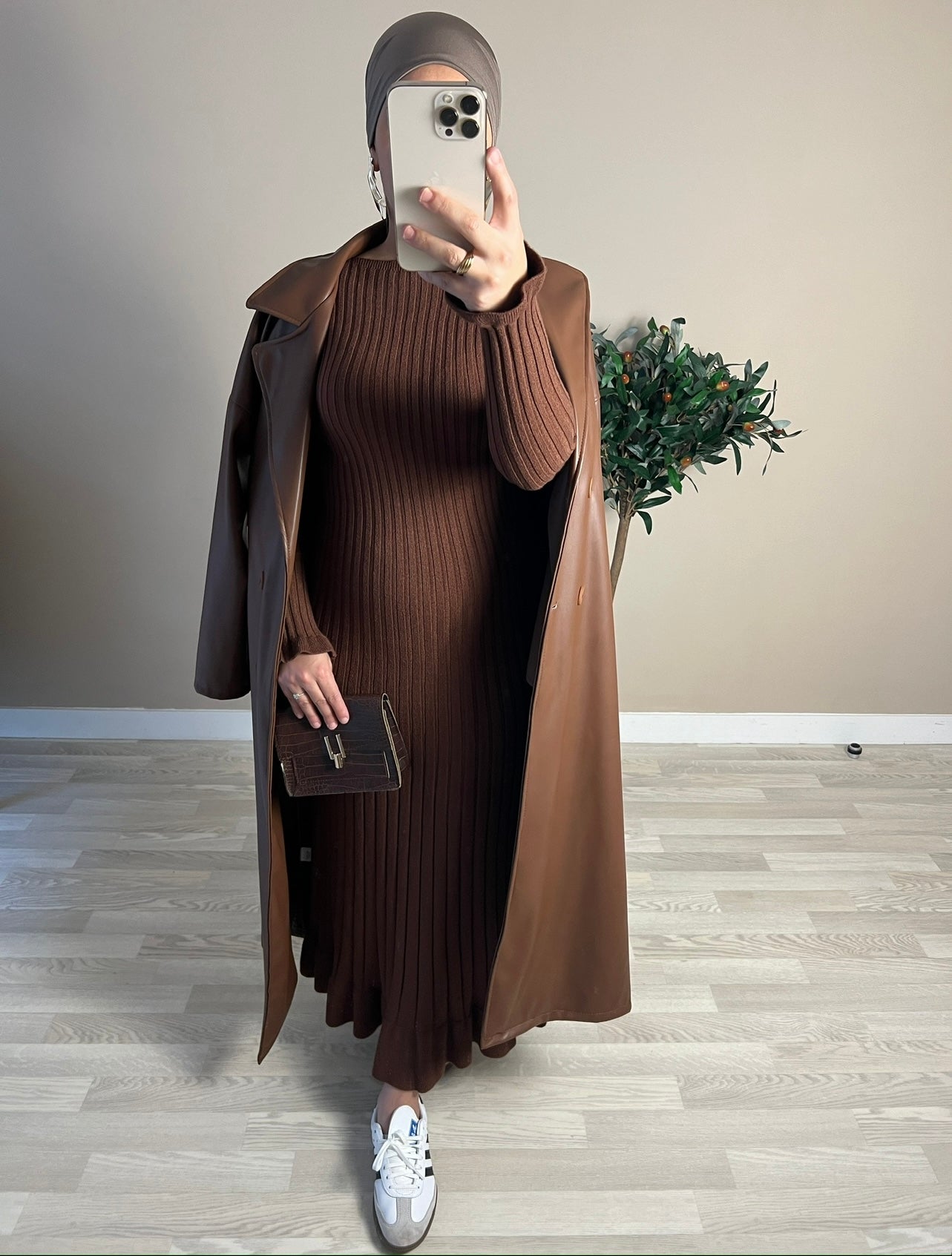 Robe côtelée Zara | Marron