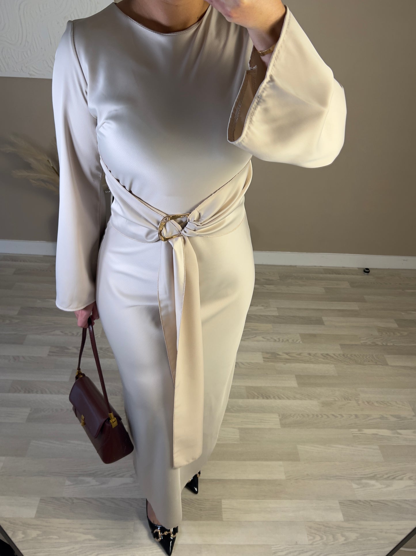 Robe satinée PREMIUM QUALITÉ | beige