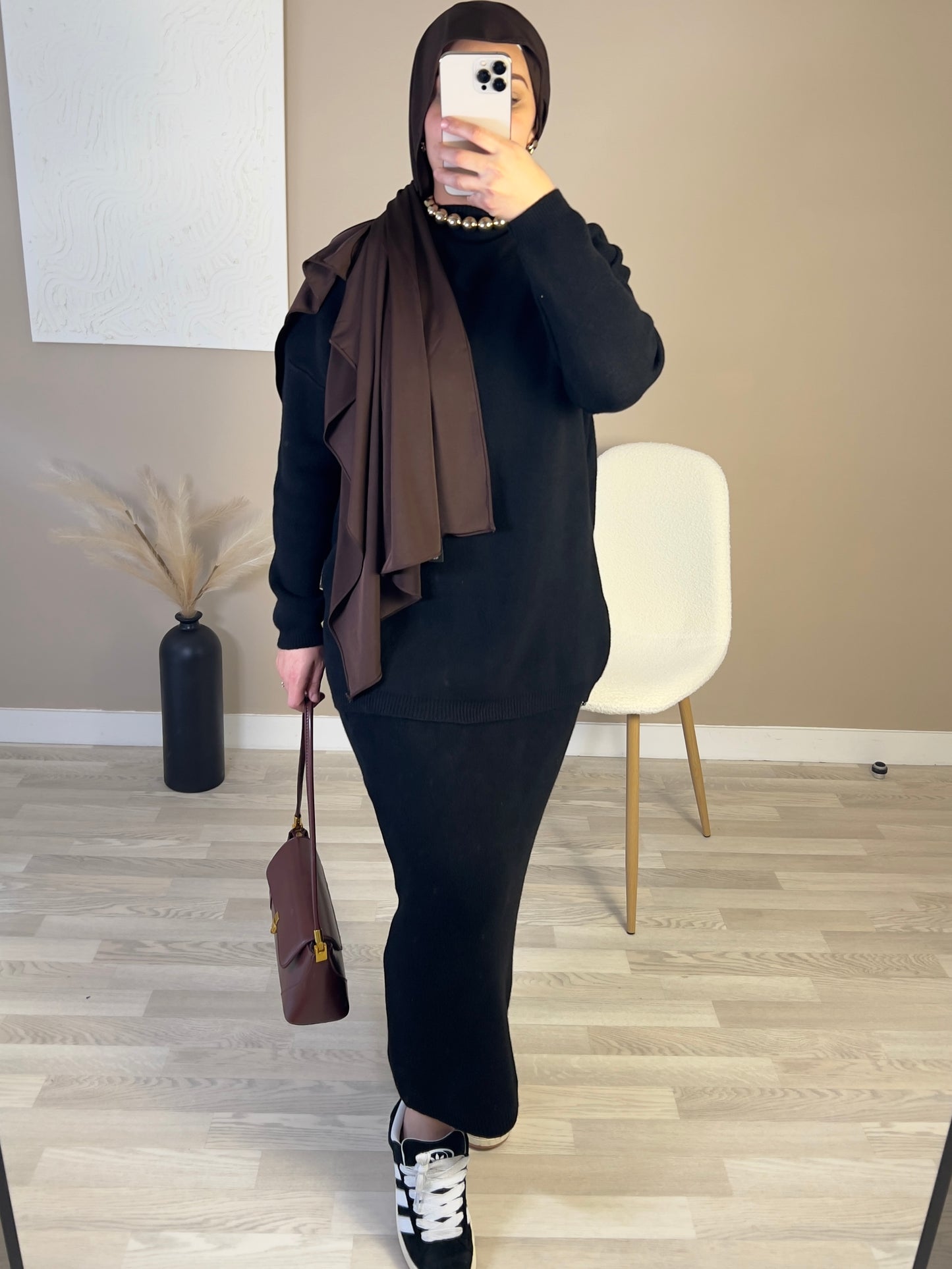 Ensemble jupe en laine chaud | Noir