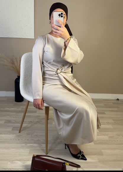 Robe satinée PREMIUM QUALITÉ | beige