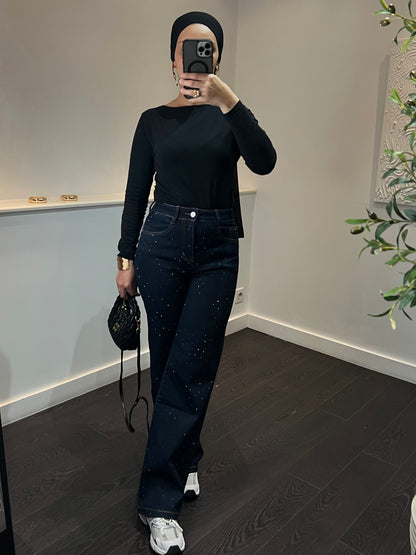 Jeans à strass | Bleu Brut