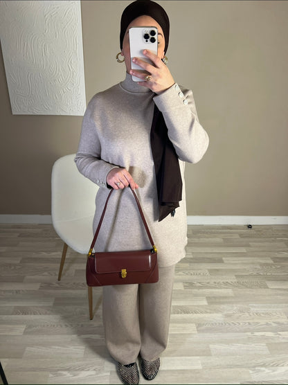 Ensemble en maille douce PREMIUM QUALITÉ | taupe