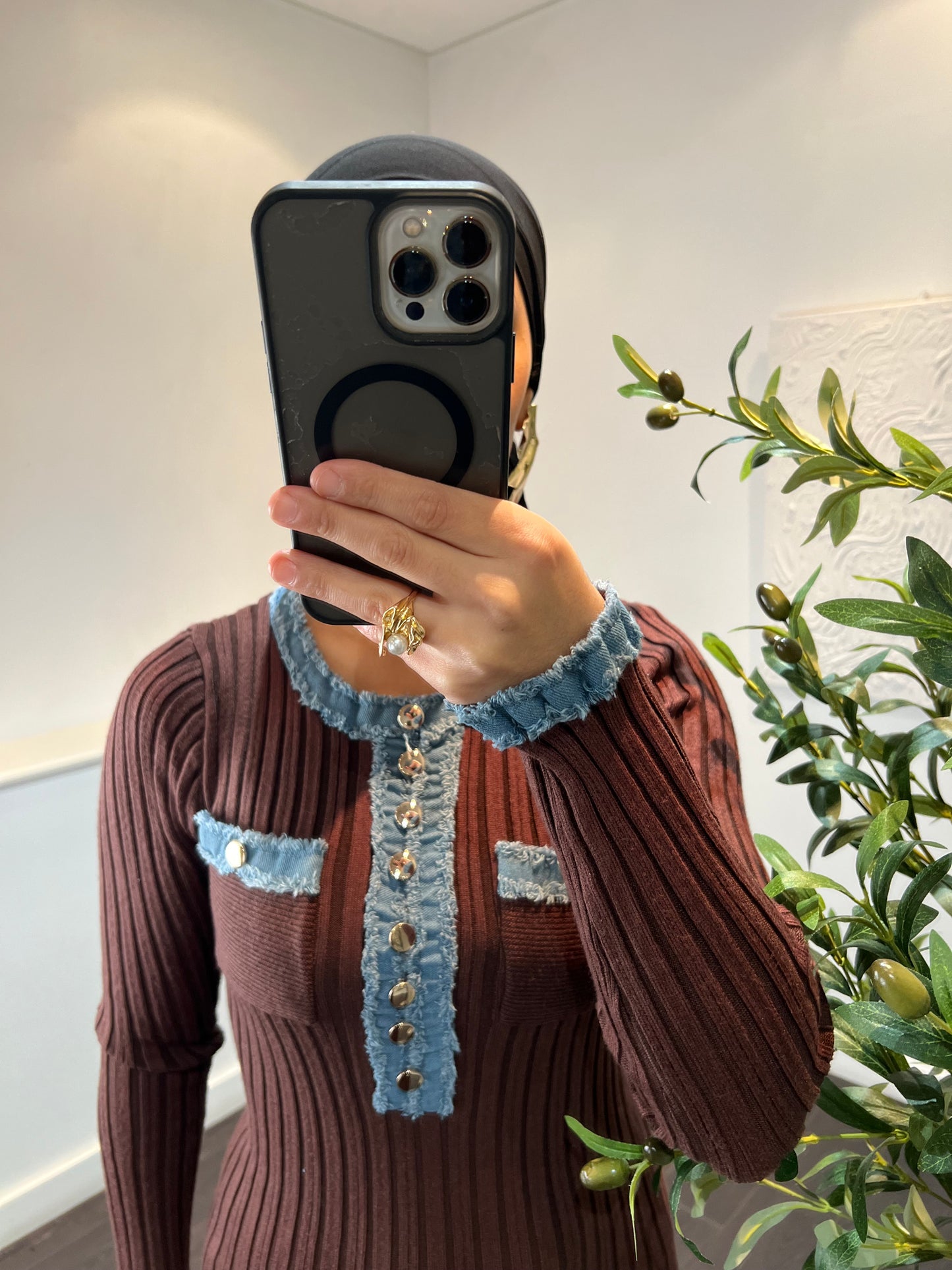 Robe moulante à manche | SANDRA