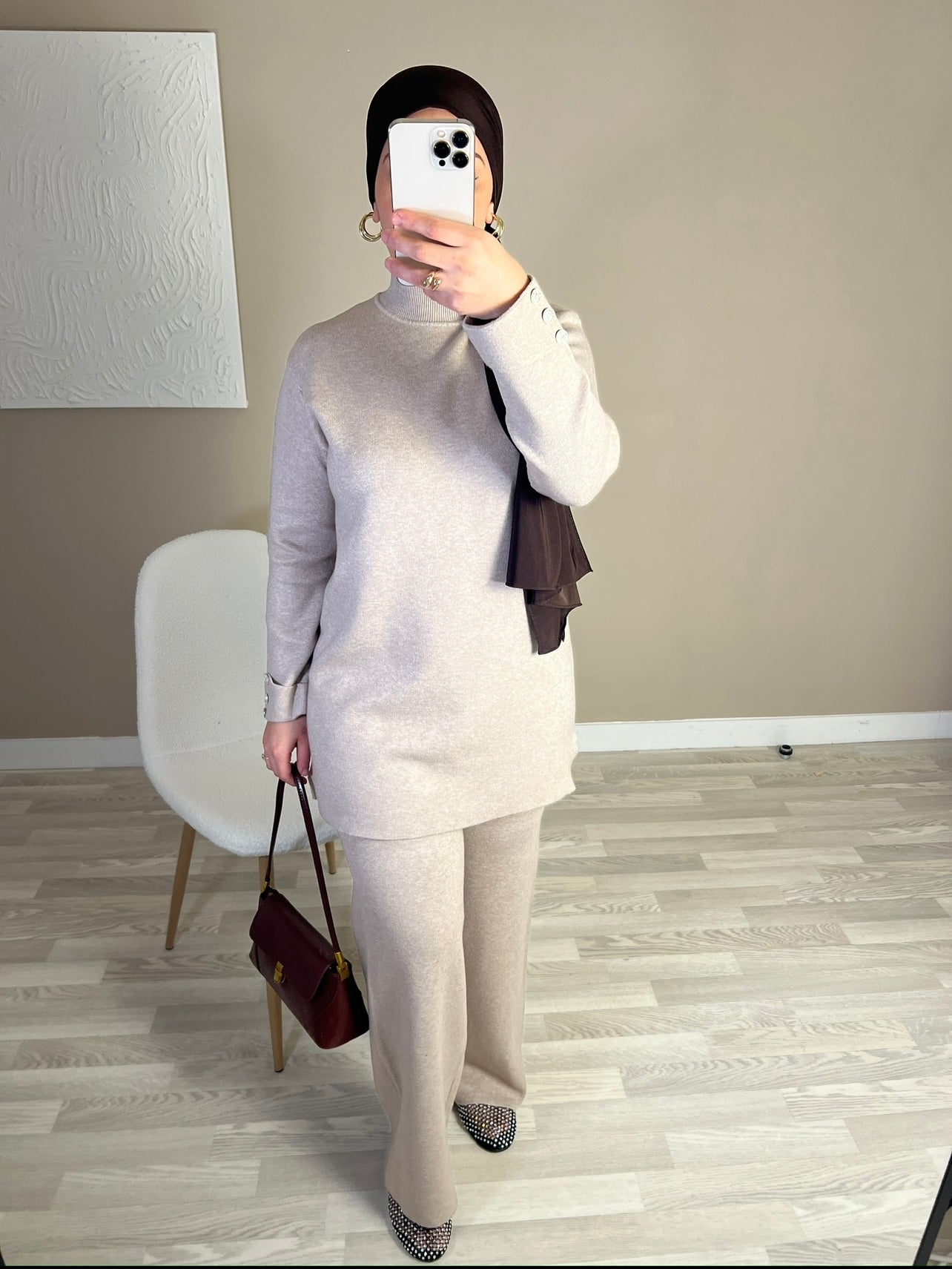 Ensemble en maille douce PREMIUM QUALITÉ | taupe