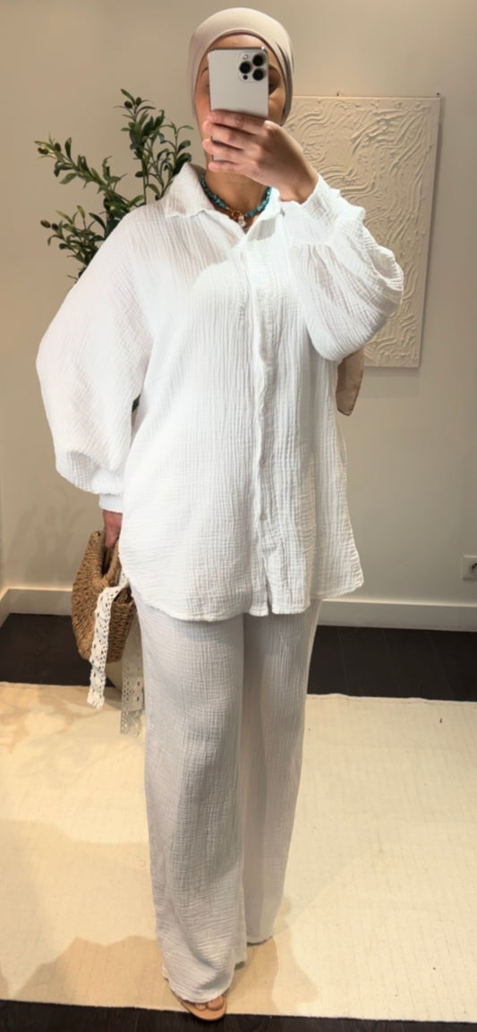 Ensemble Gaz de coton | Blanc