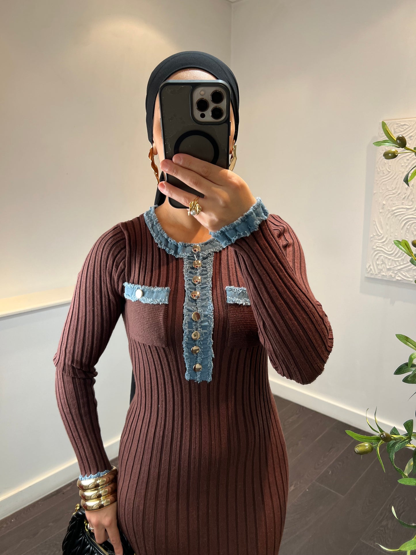 Robe moulante à manche | SANDRA
