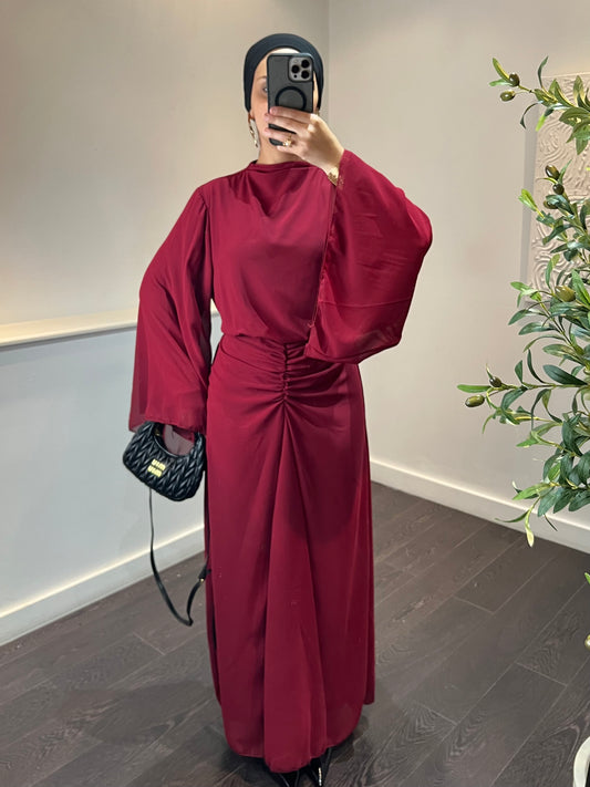 Robe en mousseline doublée MILA | Burgundy