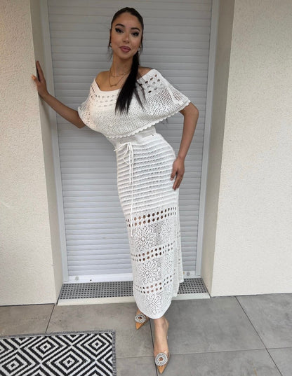 Robe crochet | blanc écru