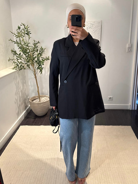 Jean strass taille haute| Bleu