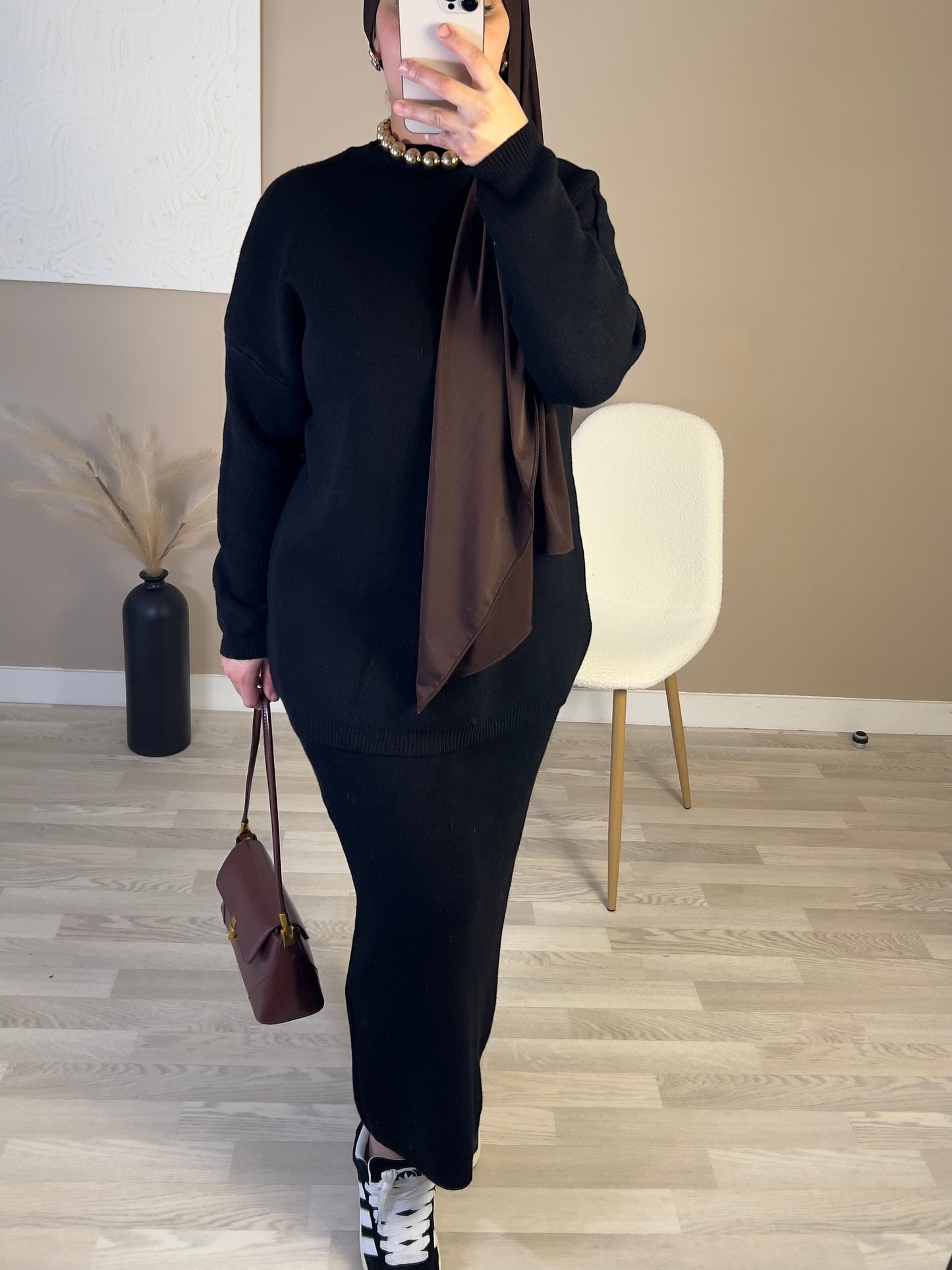 Ensemble jupe en laine chaud | Noir