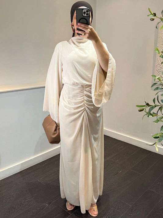 Robe en mousseline doublée LUNA | Blanc écru