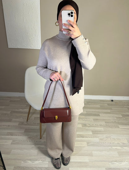 Ensemble en maille douce PREMIUM QUALITÉ | taupe