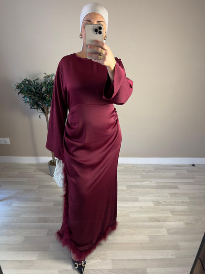 Robe ENMA à plumes burgundy | Bordeaux