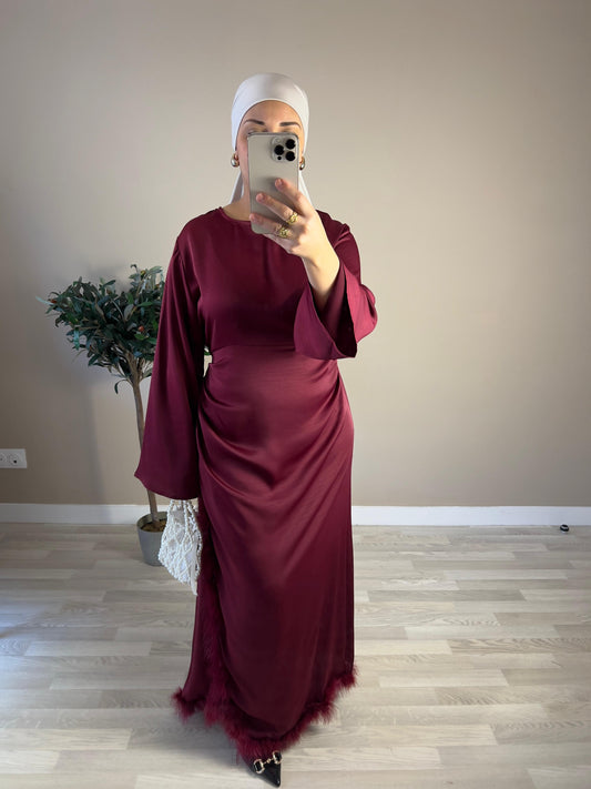 Robe ENMA à plumes burgundy | Bordeaux