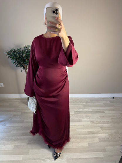 Robe ENMA à plumes burgundy | Bordeaux