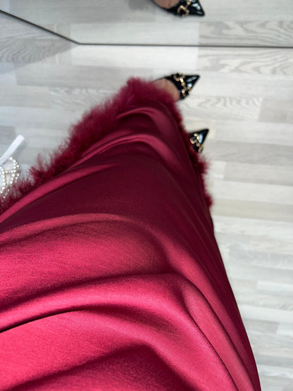 Robe ENMA à plumes burgundy | Bordeaux