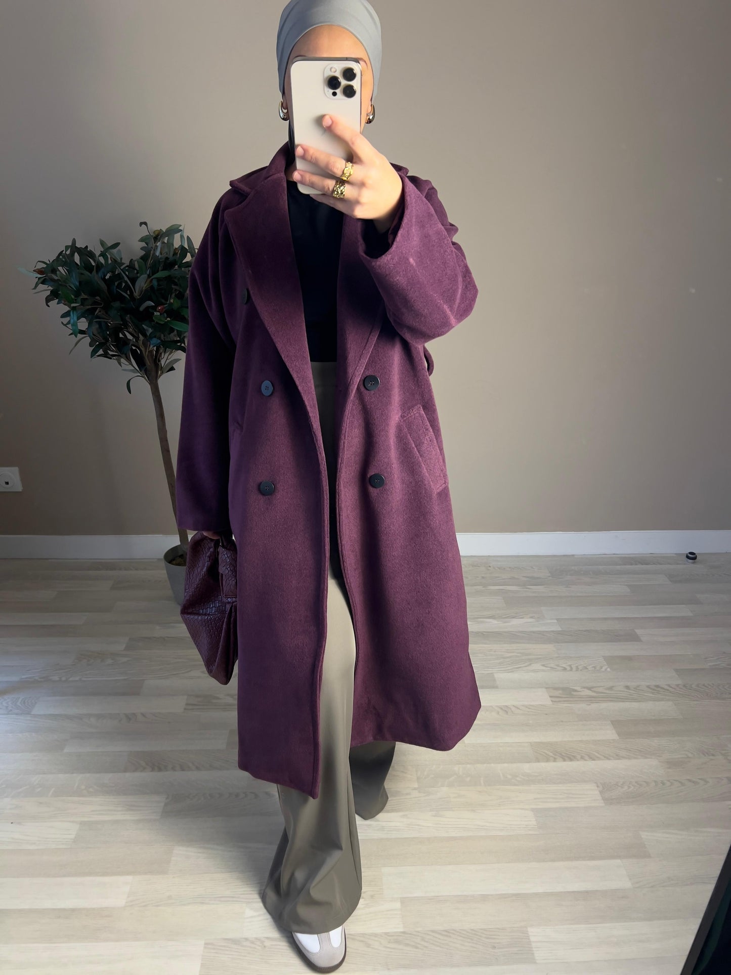 | CRÉATION | Manteau long à boutons GAMME PREMIUM | Bordeaux