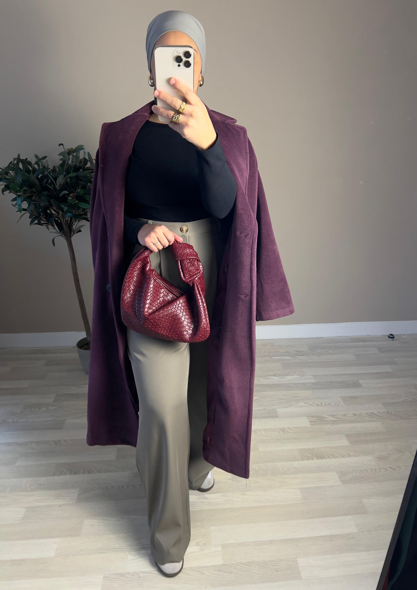 | CRÉATION | Manteau long à boutons GAMME PREMIUM | Bordeaux