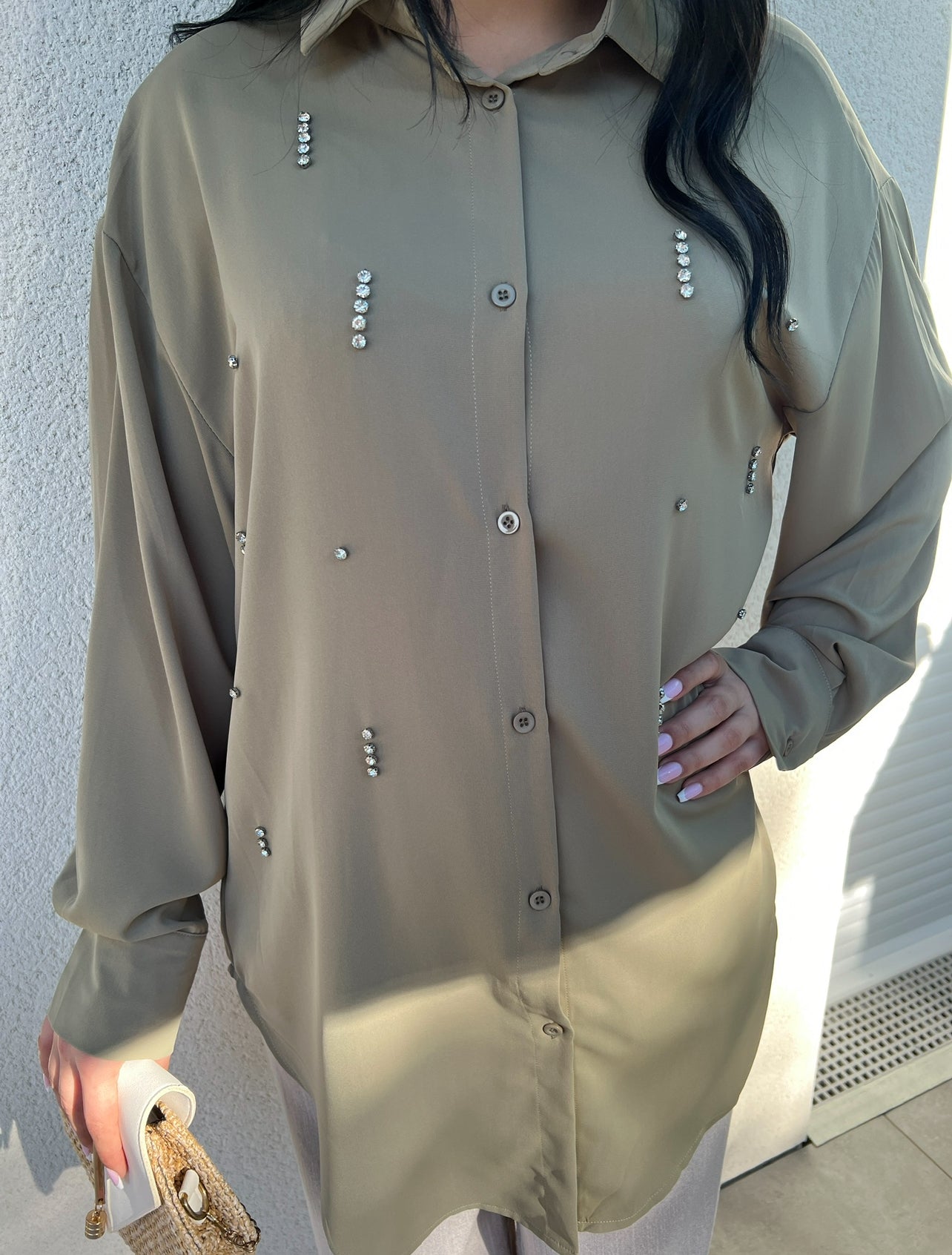 Chemise strass | Vert